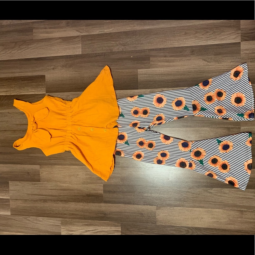 Boutique Sunflower Bell Bottoms